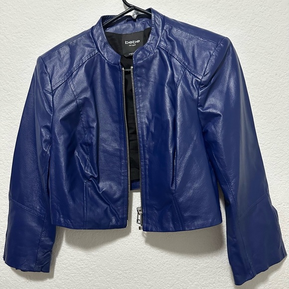 Bebe Blue 100% Leather Jacket size M - Picture 1 of 9